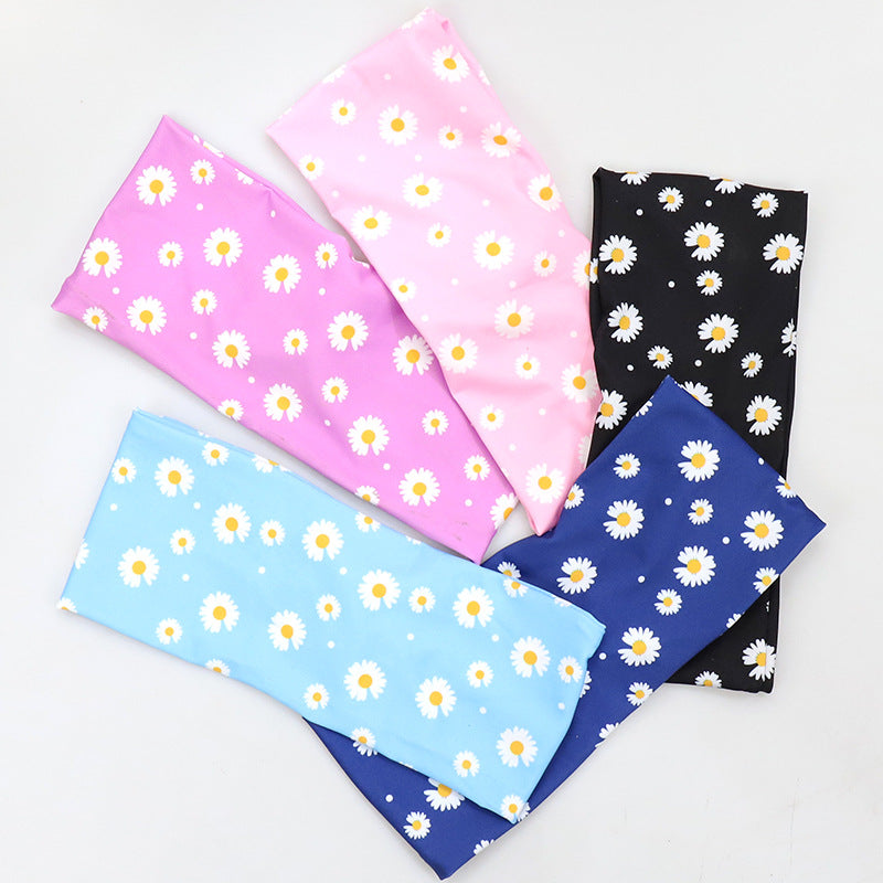 Daisy flowers printed sporty hair band