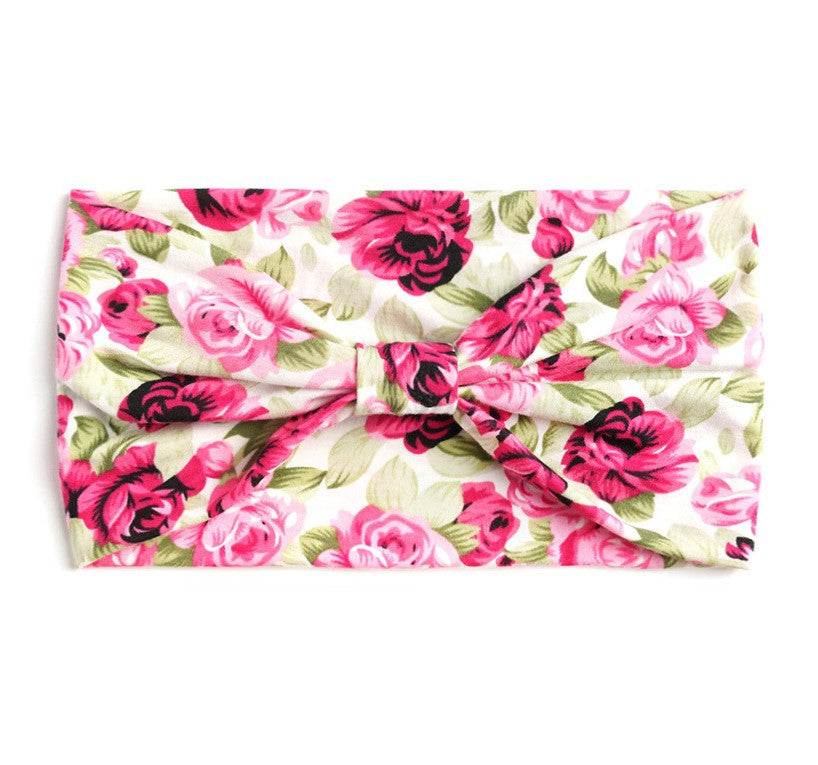 Roses print 2-way knotted bandanna hair band