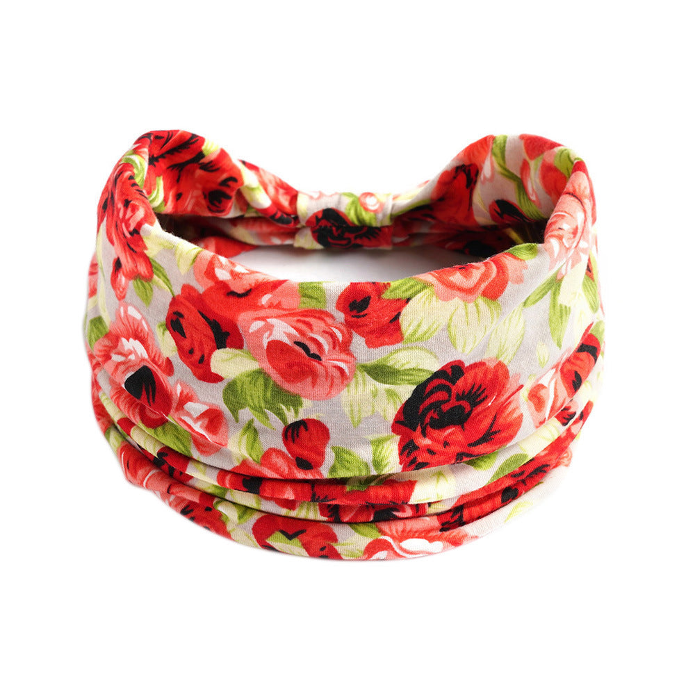 Roses print 2-way knotted bandanna hair band