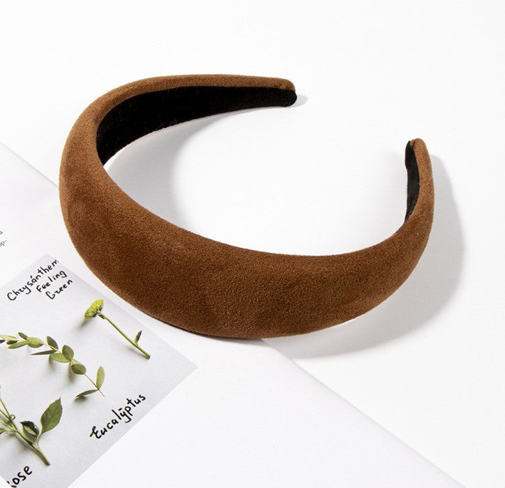 Plain colour soft suede wide headband