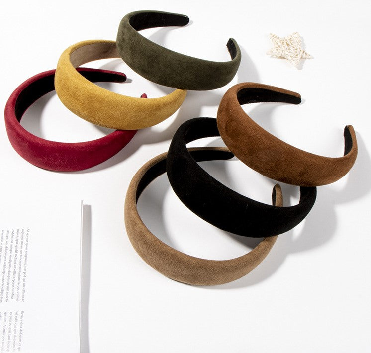 Plain colour soft suede wide headband