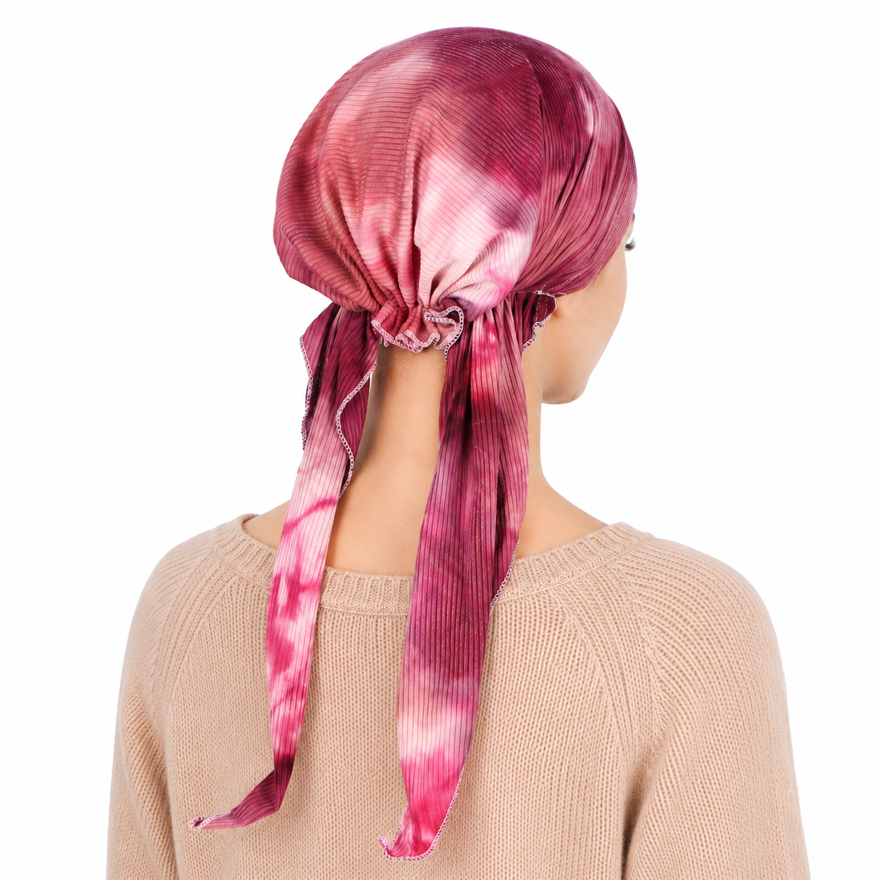 Tie-dye hair cap with scarf