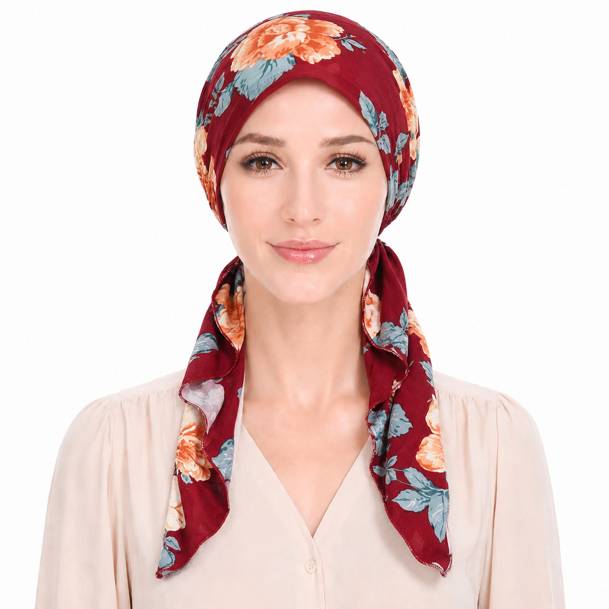 Printed hair cap with scarf