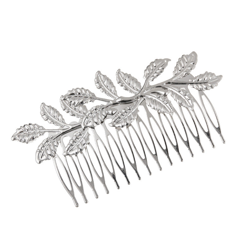 Metallic leaf branches hair comb