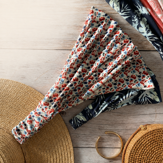 Floral extra wide bandanna headband