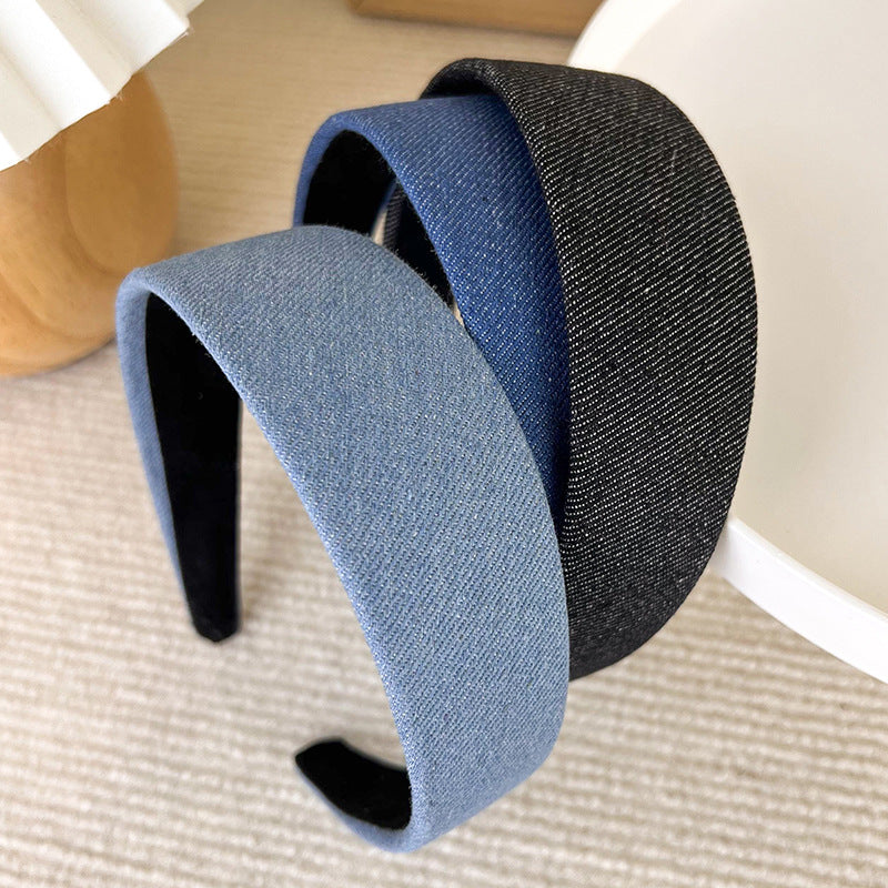 Denim flat wide headband