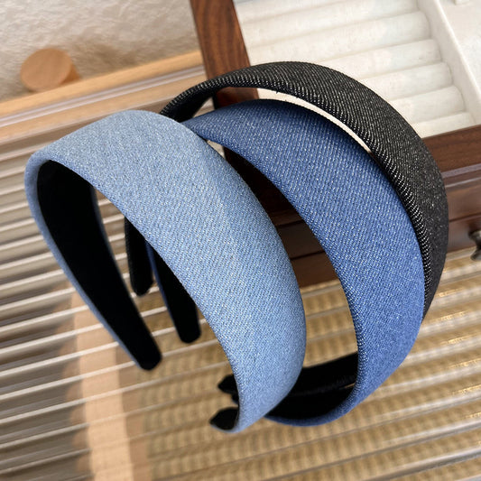 Denim flat wide headband