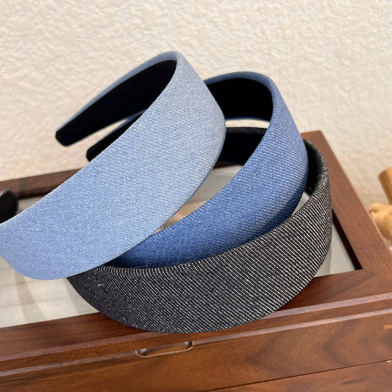 Denim flat wide headband