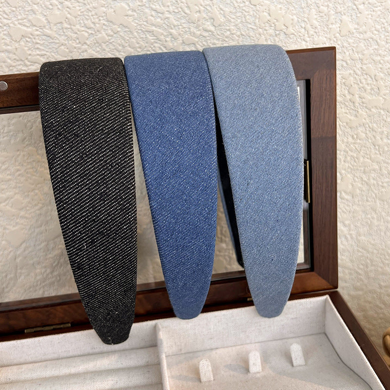 Denim flat wide headband