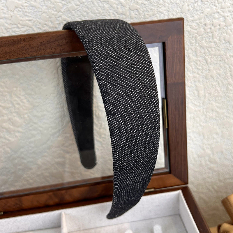 Denim flat wide headband