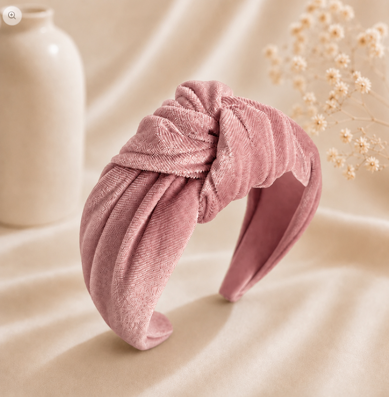 Large knotted smooth velvet headband