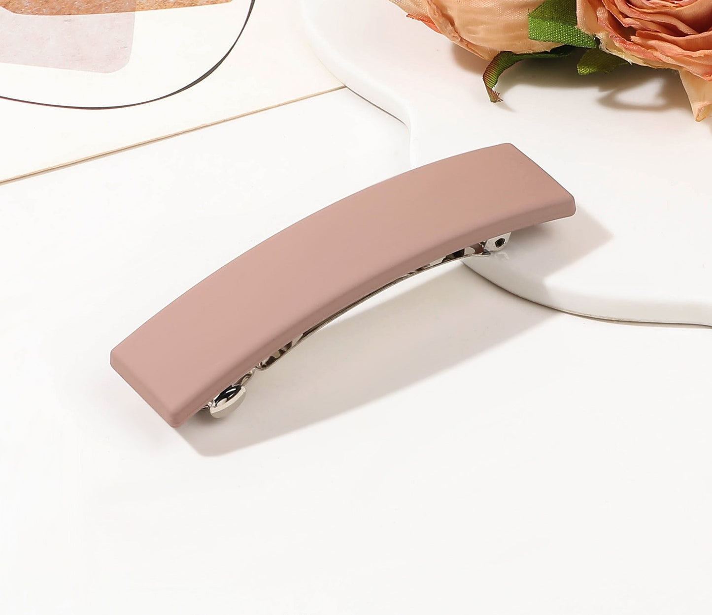 Rectangle matte resin hair barrette