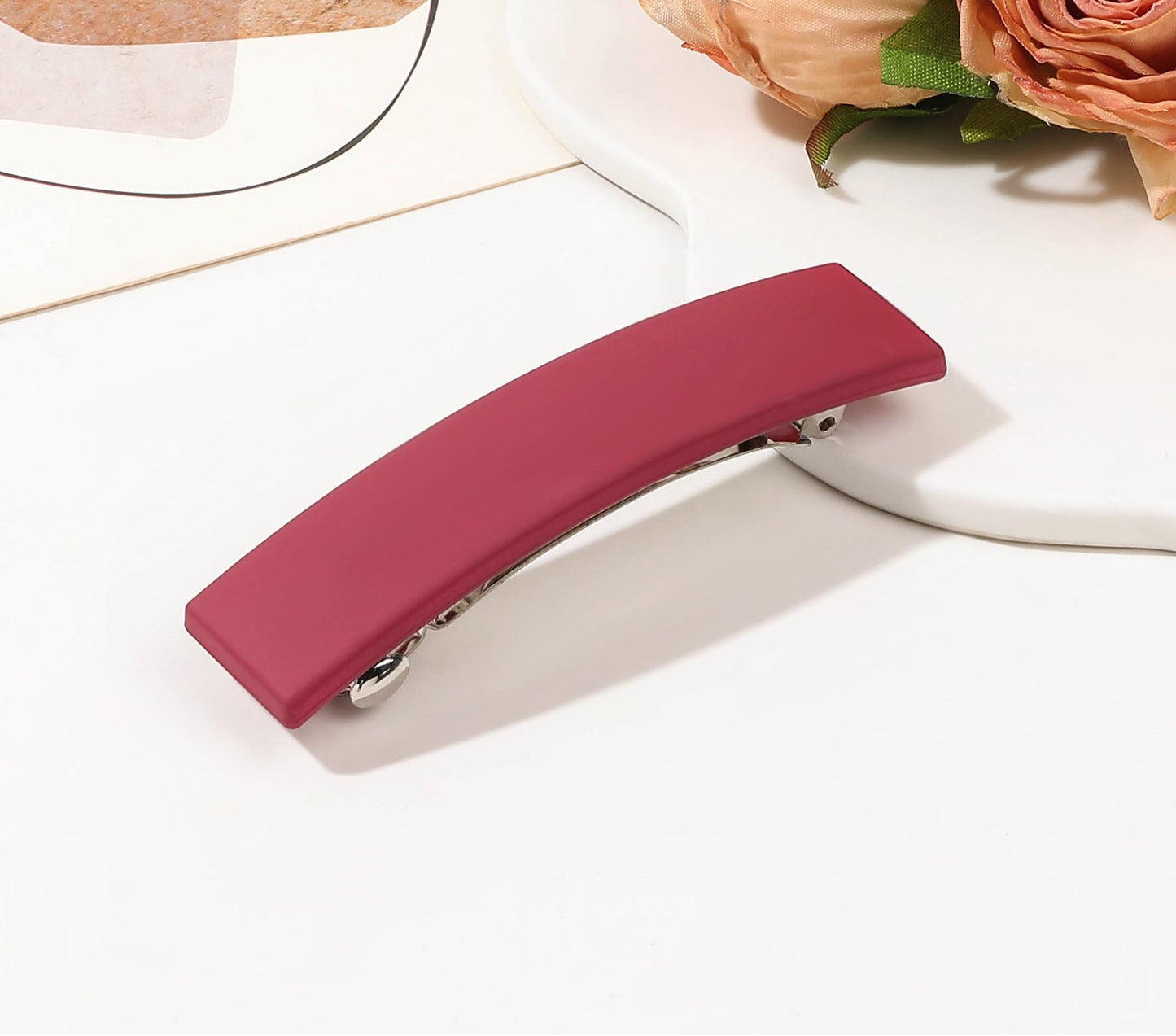 Rectangle matte resin hair barrette