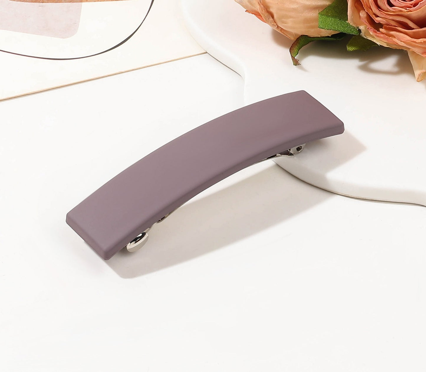 Rectangle matte resin hair barrette
