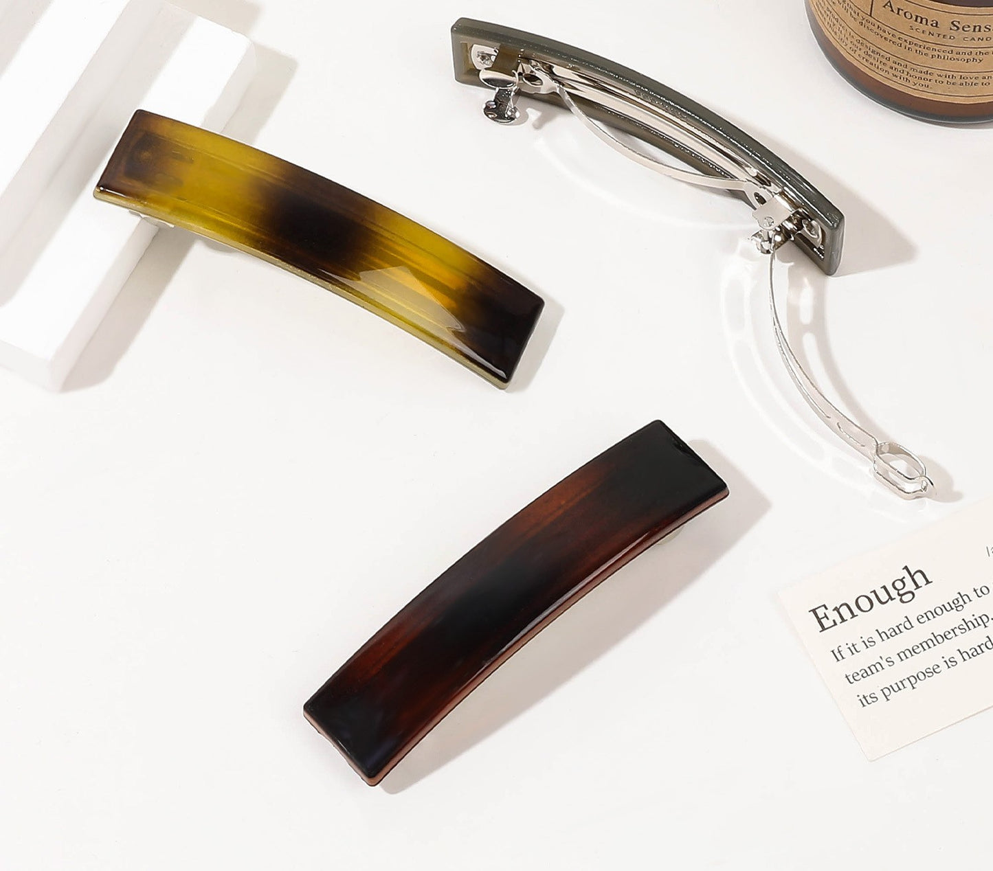 Rectangle matte resin hair barrette