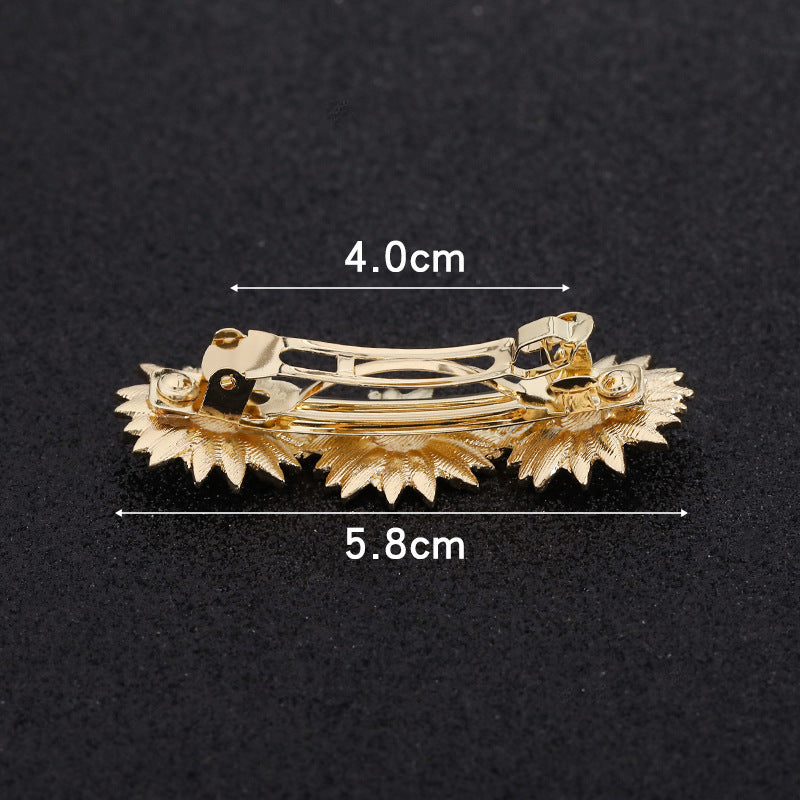 Triple sunflowers small hair barrette