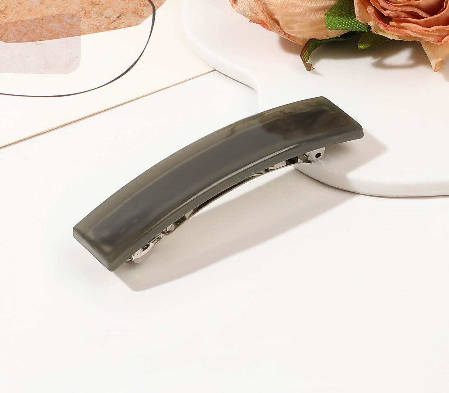 Rectangle matte resin hair barrette