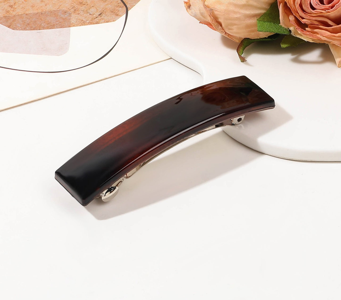 Rectangle matte resin hair barrette