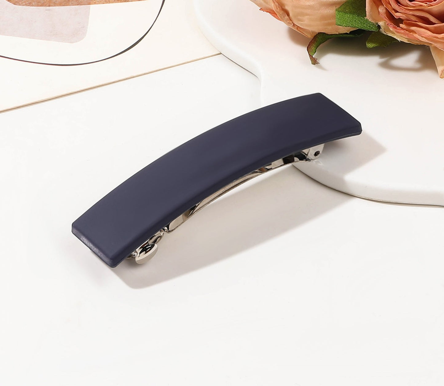 Rectangle matte resin hair barrette