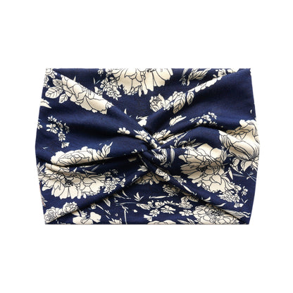 Floral print super wide twist front stretchy headband