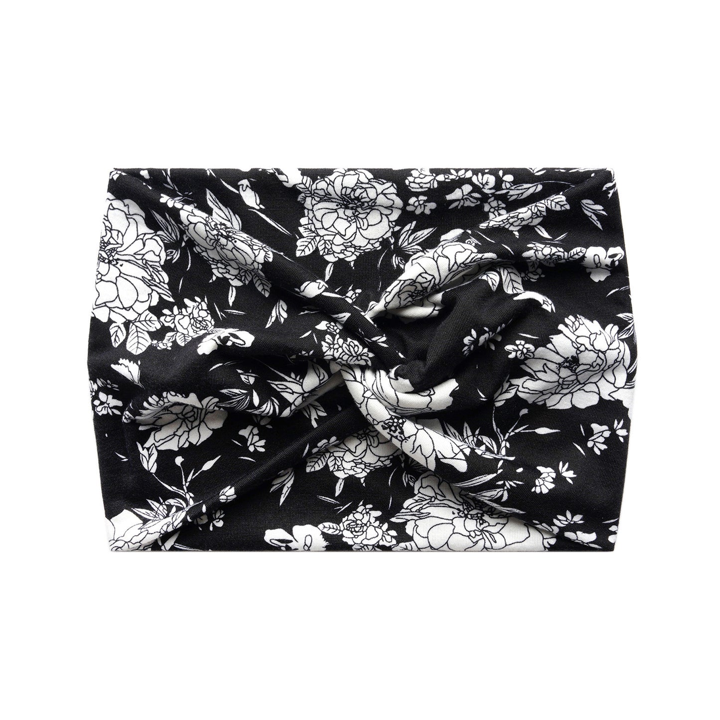 Floral print super wide twist front stretchy headband