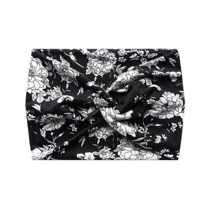 Floral print super wide twist front stretchy headband
