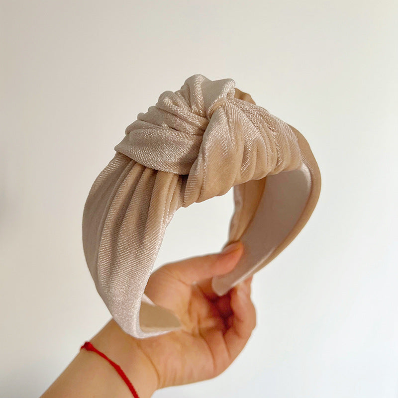 Large knotted smooth velvet headband