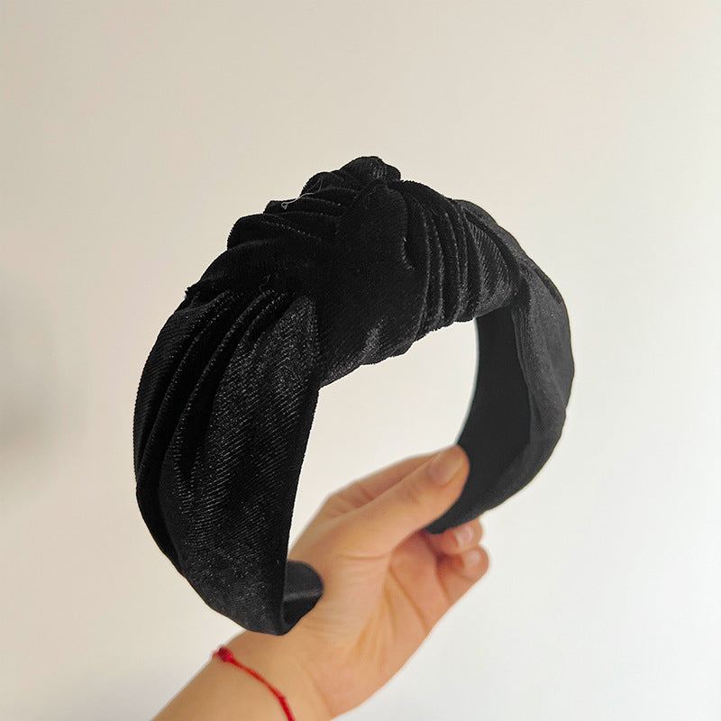 Large knotted smooth velvet headband