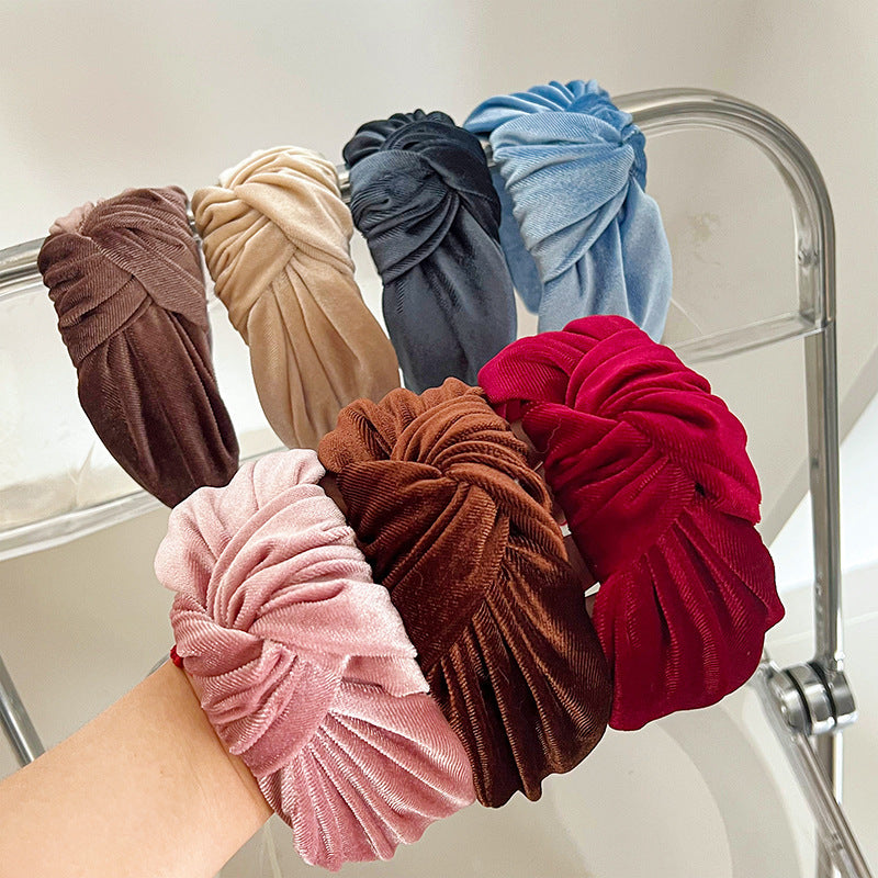Large knotted smooth velvet headband