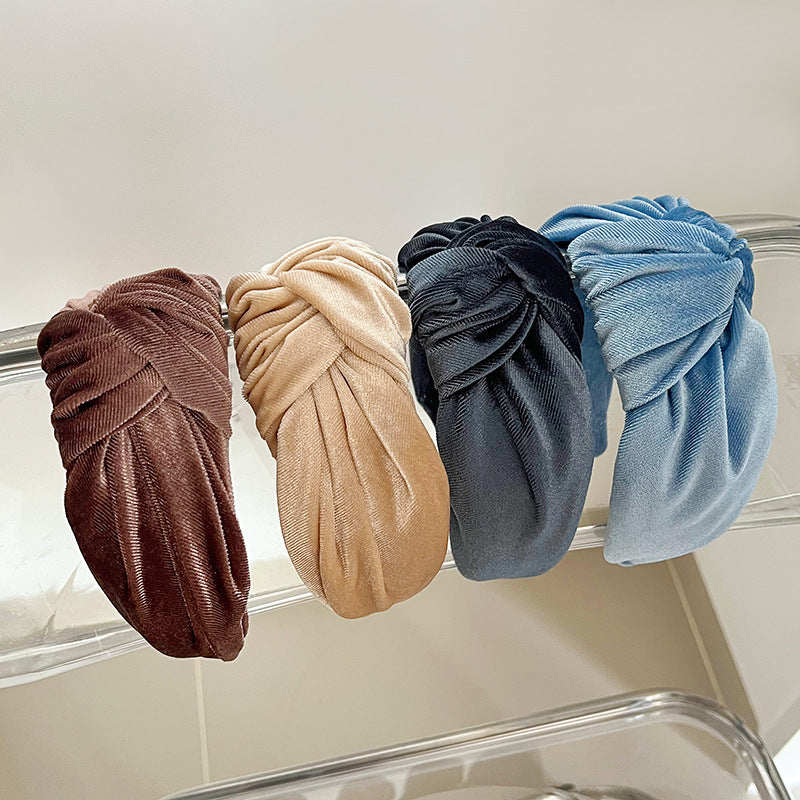 Large knotted smooth velvet headband