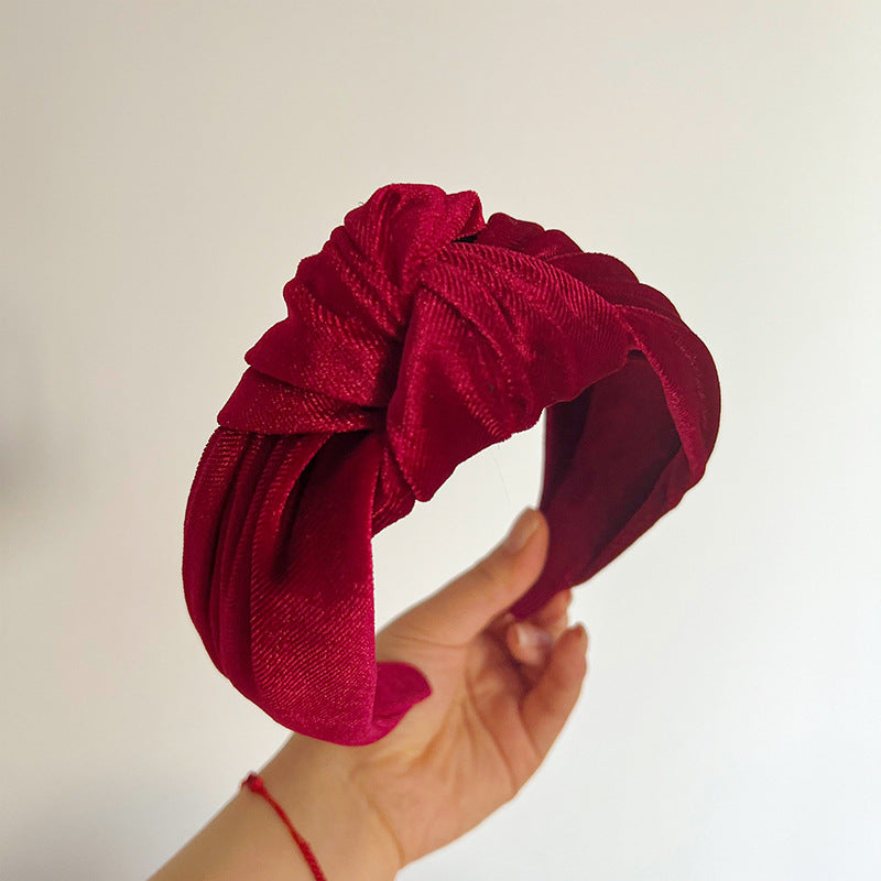 Large knotted smooth velvet headband