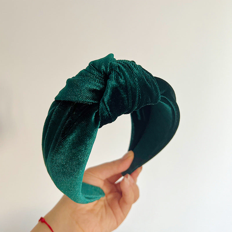 Large knotted smooth velvet headband