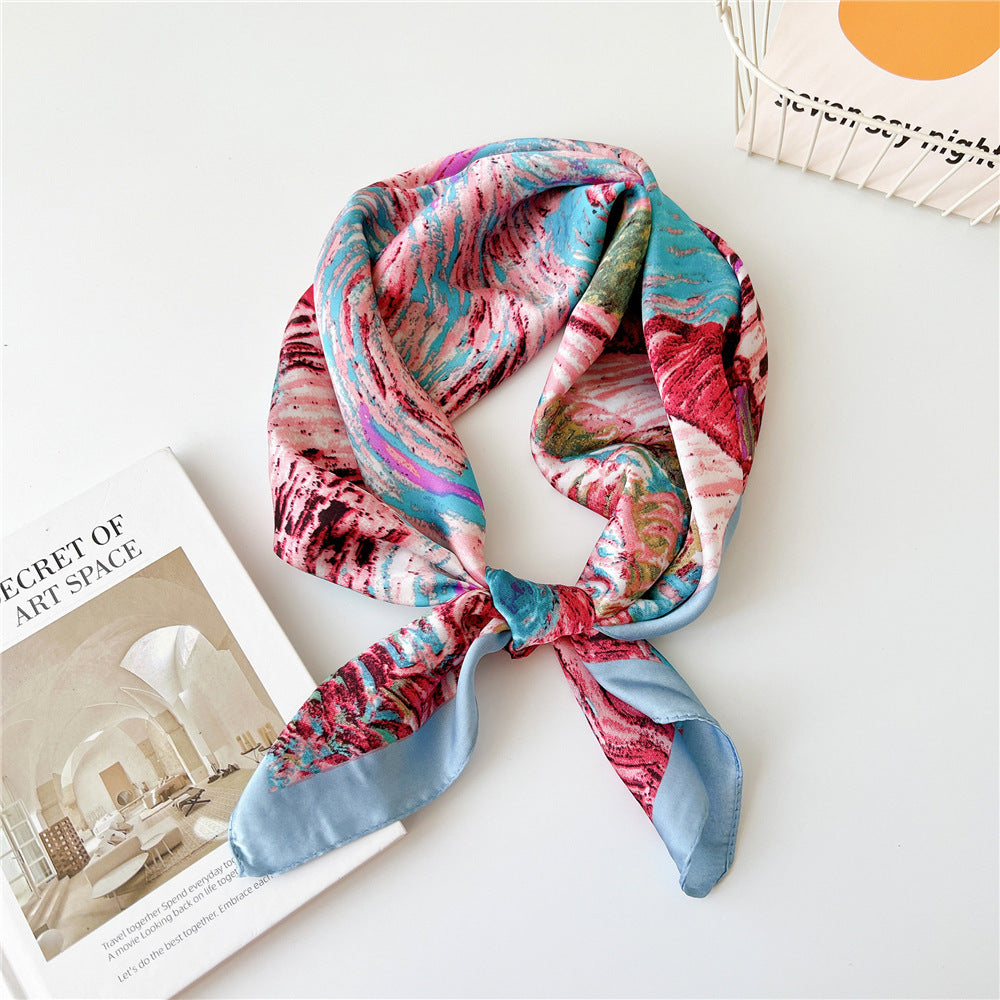 Pink blue night sky square scarf