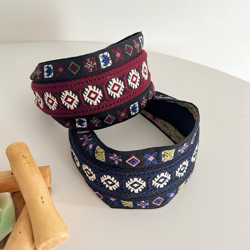 8cm-wide multicoloured embroidered headband