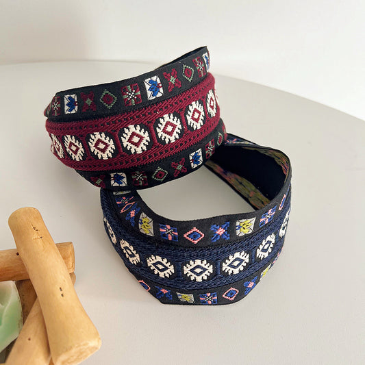 8cm-wide multicoloured embroidered headband