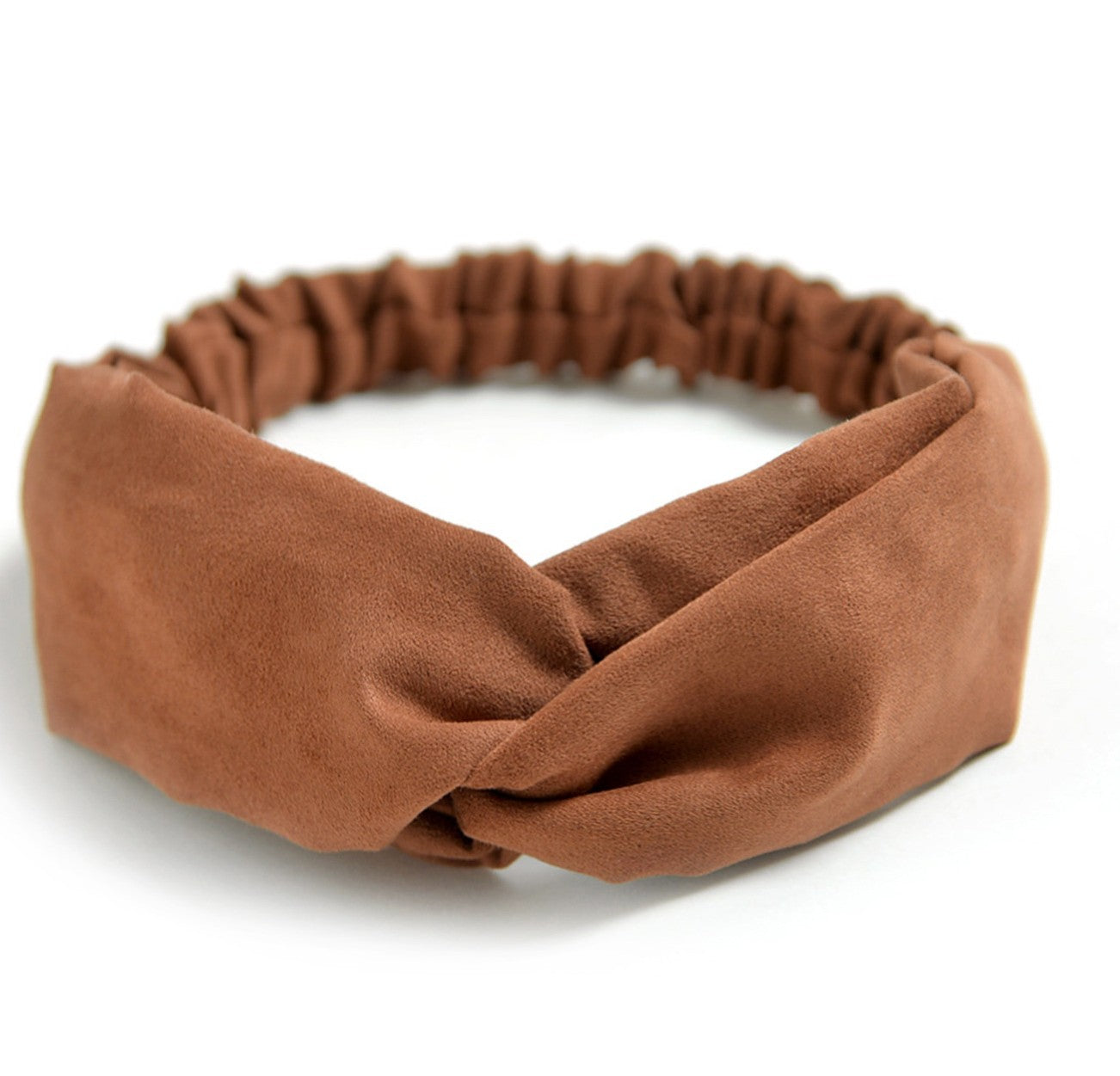 Plain colours suede twist front elastic headband