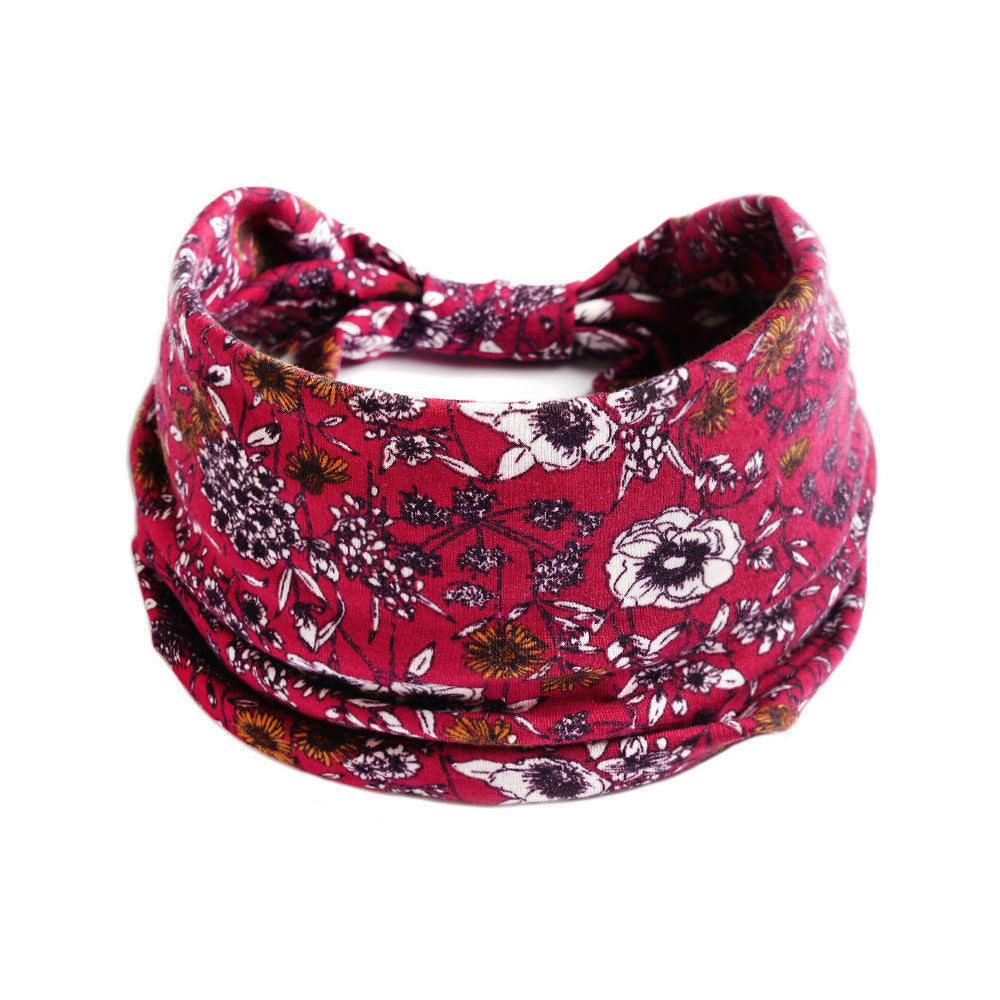 Country flowers print 2-way bandanna hair band