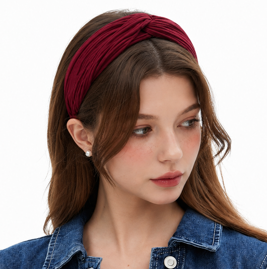 Twist front ribbed cotton elastic headband