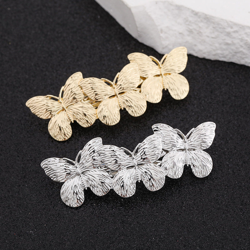 Triple butterflies small hair barrette