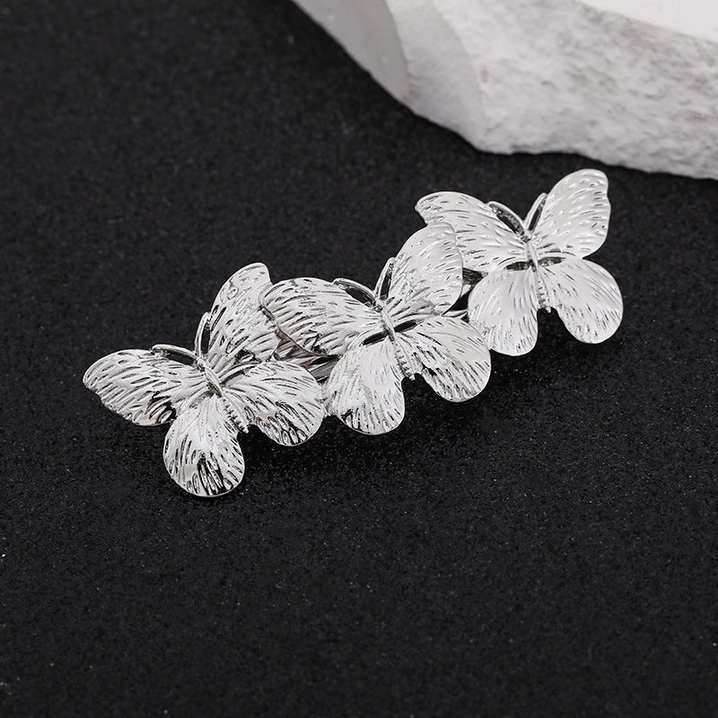 Triple butterflies small hair barrette