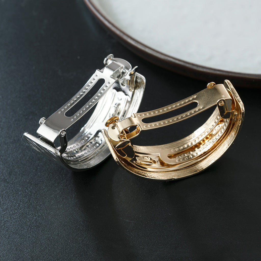 Slim pony tail barrette in brushed metal