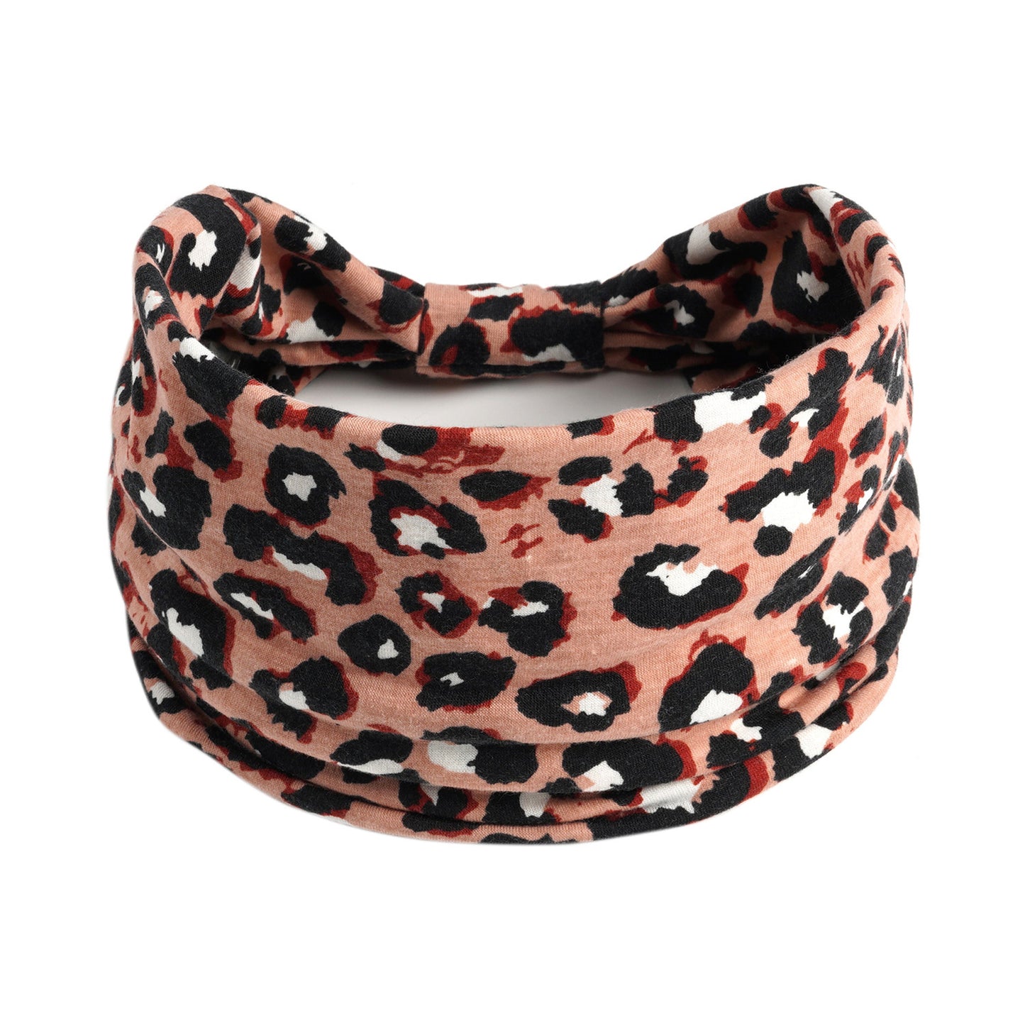 2-way white spotted leopard prints knotted bandanna headband