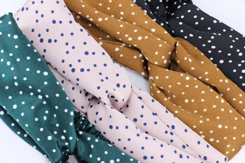 Small polka dots twist front elastic headband