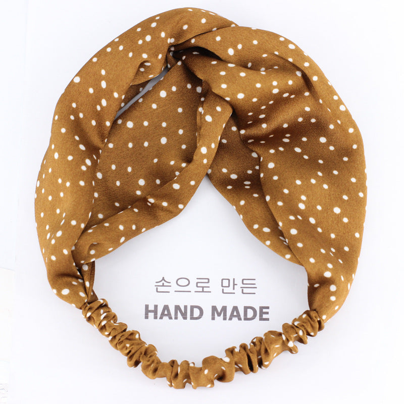Small polka dots twist front elastic headband