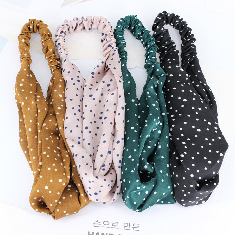 Small polka dots twist front elastic headband