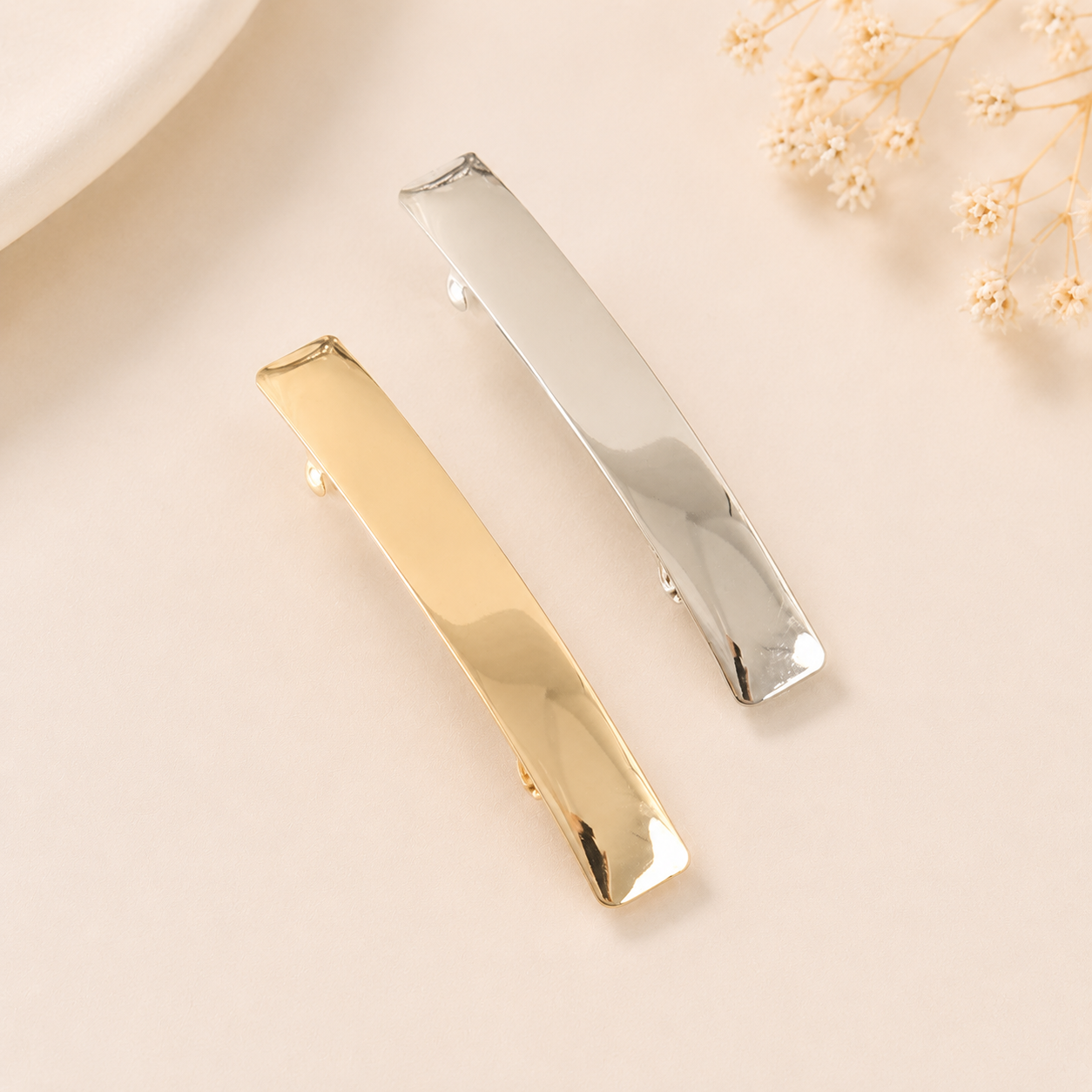 Metallic rectangle hair barrette