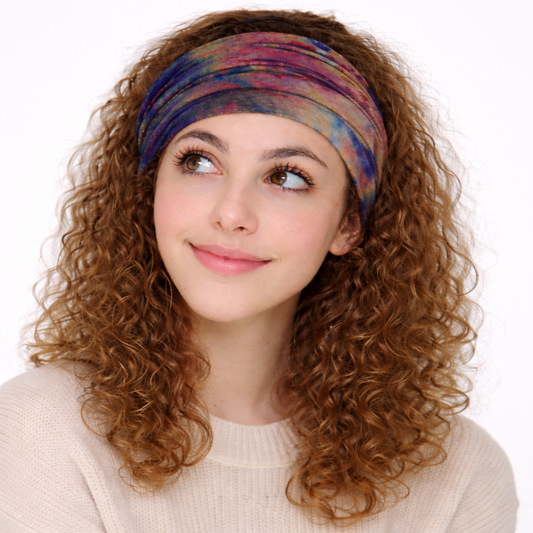 Extra-wide 2-way tie dye print bandanna hair band