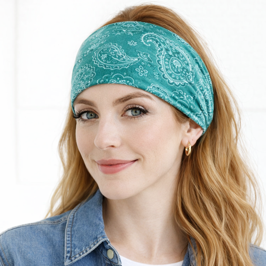 Tie-dye paisley print knotted bandanna headband