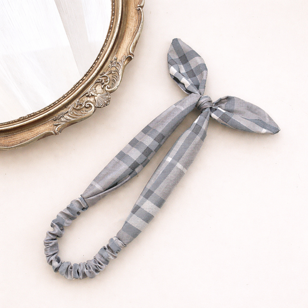 Plaids elastic headband with bow