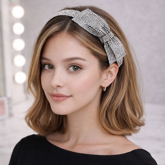 Rhinestone headband with bow